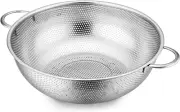 5-Quart Stainless Steel Colander, Micro-Perforated Metal Colander Strainer with