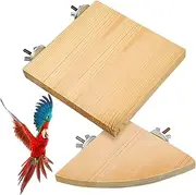 Ipetboom 2pcs Wooden Bird Perch Platform Small Birds Parrot Perch Stand with Flat Surface Easy Installation for Parakeets Cockatiels Budgies and More