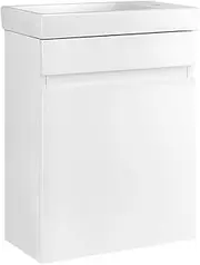 Cefito Bathroom Vanity, 400mm Length Unit Table Cabinet Ceramic Basin Sink Wall Cabinets Storage Organiser Home Washroom Toilet Furniture, with 15mm MDF Board Smooth Edges Water-Resistant White