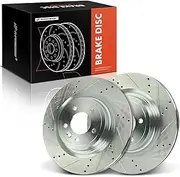 A-Premium 13.77 inch (350mm) Rear Drilled and Slotted Disc Brake Rotors Compatible with Select Land Rover Models - Range Rover 2014-2019, Range Rover Sport 2014-2019, Discovery 2017/2020, 2-PC Set
