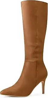 [Perphy] Women Pointed Toe Side Zip Stiletto Heel Tall Boot Thigh Knee High Boots