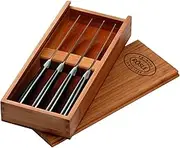 RÖSLE Steak Knife Set of 4, High-Quality Steak Knife with Sharp-Ground Blade Made of Special Steel Blade, POM, Includes Practical Wooden Box, Black, 4 x 25.2 x 11 cm, 4 Pieces (Pack of 1)