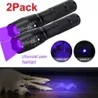 2Pcs 395nm UV Light LED Flashlight Ultra Violet Blacklight Inspection Lamp Torch