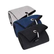 3 Pack Large Golf Towels, 16" x 24" Tri-Fold Portable Microfiber Fabric Waffl...