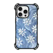 iPhone 16 Pro Bounce Case MagSafe Compatible BLUE MARBLE DAISIES
