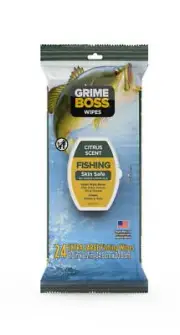 Grime Boss Fishing Wipes, Skin Safe with No Harsh Chemicals, 24 Count
