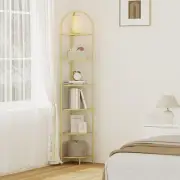 6-Tier Corner Shelf Stand, Metal Corner Bookshelf, Tempered Glass Shelves,