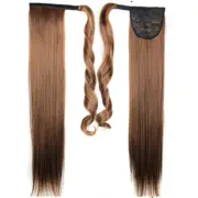 22" Light Brown Hair Extension Synthetic Hair Ponytail Straight Ribbon