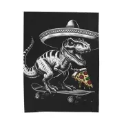 Velveteen Plush Blanket T rex Dino Sombrero Skateboard Pizza Retro Style Decor
