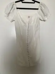 NWT Urban Outfitters Womens Short White Dress Cupped Sleeves Off Shoulder, Med