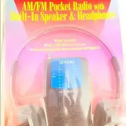 New SENTRY AM/FM Pocket Radio Built In Speaker and Headphones