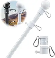 cogardenshower White Flag Pole for House - Tangle Free Outdoor Flagpole with American Star Rings,5ft Stainless Steel Metal Flagpoles Residential Kit for Outside House,Porch,Truck,Boat