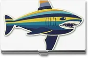 [VFMKT] Slim Metal Business Card Holder Portable Business Card Case Pocket Name Card Holder Striped Shark Wallet for Men Women Office Travel