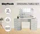 WHITE MAKE-UP DRESSER TABLE WITH SMALL LED MIRROR WITH 10 DRAWERS KL-DS06 S2