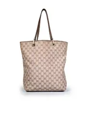 Brown GG Monogram Canvas Shopper Tote