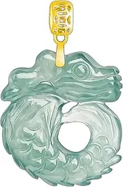 [QSAENHA] Jade Fish Dragon Necklace Pendant 2024 Talisman Zodiac Animal 9A Blue Water Jade Chakra Gemstone Crystal Wealth Neckalce Pure Silver Chain Vintage Jewelry Prosperity Positvity Luck Money/2059