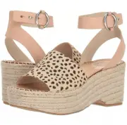Womens Dolce Vita Lesly Leopard Calf Hair Ankle Strap Espadrille Sandals 9.5 NIB