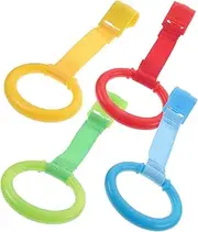 KOMBIUDA 2sets Pull up Rings Gym Rings for Crib Boys and Girls Walking Assistant Safe and Sturdy Stand up for Infants 4pcs*2