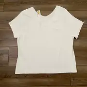 NEW Talbots Cap Sleeve Rayon Nylon V- Neck Top White Women 3 or XL