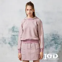在飛比找momo購物網優惠-【IGD 英格麗】速達-網路獨賣款-俏麗毛呢混紡連帽上衣(紫