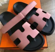 New Hermes Womens Chypre Bois De Rose Pink Satin Sandals Size 38