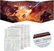DND DM Screen, Dungeons and Dragons Master Screen Leather,4 Wet-Erase Function Pockets,DND Game Accessories for TRPG,with 4 Panels Master Screen Inserts (Screen A)