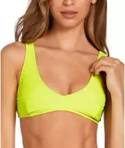 VOLCOM Juniors Simply Mesh Solid V-Neck Bikini Top XS X-Small Swimwear