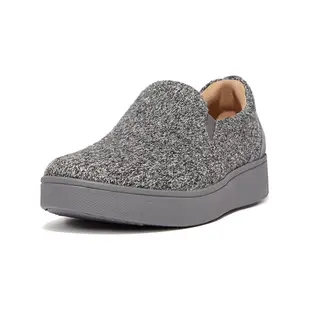 【FitFlop】RALLY MERINO WOOL SLIP-ON SKATE SNEAKERS 易穿脫時尚休閒鞋-女(灰色)