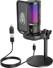 Talomen USB Condenser Microphone，RGB Gaming Microphone，One Touch Mute，Zero Latency Monitoring，Plug and Play，Metal PC Microphone for Streamers/Content Creators/Gamers/PC，PS4 and PS5 (Falcon 8)
