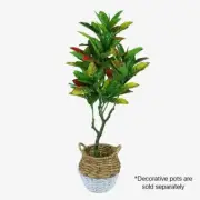 125cm Faux Artificial Potted Codiaeum Flaming Zebra Plant Real Touch Home Decor