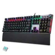 Mechanical Gaming Keyboard Blue Switches,Rainbow LED Backlit,Ergonomic Wrist ...