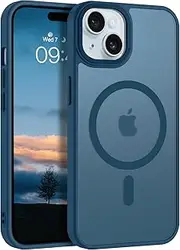 VENINGO iPhone 15 Plus Case, iPhone 14 Plus Case, Compatible with Magsafe Comfortable and Skin-Friendly Frosted Translucent Back Phone Cover Anti-Fingerprint Matte Magnetic Protective Case, Blue