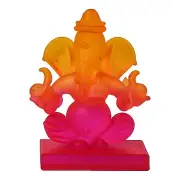Pink and Orange Double Sided Crystal Car Ganesha Showpiece