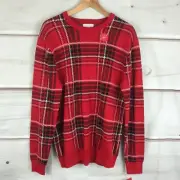 Charter Club Sweater Mens XL Red Plaid Family Family Pullover Crewneck Knit