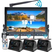 10.1" Monitor 3x Solar Magnetic Wireless Reversing Camera Caravan For Trailer RV