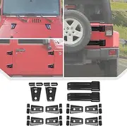 JeCar 12PCS Black Carbon Fiber Full Set Hinge Cover Trim Kit Fit for 2011-2017 Jeep Wrangler JK JKU Door Hinge Covers & Hood Hinge Covers & Tailgate Hinge Covers