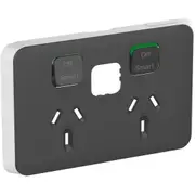 Clipsal Iconic Series Skin Connected Socket Wiser Horizontal T Anthracite -3025CSC-AN