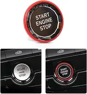 HIBEYO ABS Car Engine Start Stop Button Cover Fits for for Jaguar F-PACE XFL XEL XF XE Push Start Stop Switch Button One-Button Start Button Key Ignition Starter Car Star Engine Button Red