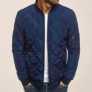 Men's Bomber Quilted Jacket Diamond Padded Jacket Winter Outdoor Chunky Varsity Flight Windproof Warm Trench Coat Top Quilted Seams Cotton Outwear Overcoat Ful