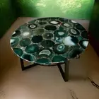 Luxury Green Agate Coffee Table – Elegant Natural Stone Centerpiece