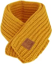 [Goodbag] Kids Boys Girls Soft Warm Knitted Scarf Solid Color Neck Warmer Cute Infant Toddler Winter Wrap Shawl, Vigorous Yellow, One Size