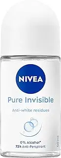 NIVEA Pure Invisible Anti-Perspirant Roll-On Deodorant 50ml | 72-Hour Sweat & Odour Protection | No White Marks on Clothes | Long-Lasting Freshness | Quick-Dry Formula | Women's Roll-On Deodorant
