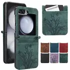 For Samsung Galaxy Z Flip 6 5 4 3 Embossing Leather Flip Wallet Case Phone Cover