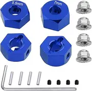 12mm Hex Wheel Hubs Aluminum for Traxxas 1/10 Slash 2WD Rustler Stampede Replace 1654 3654 (4pcs)