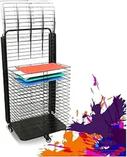 Art Drying Rack for Classroom,25 Shelves Single-Sided Foldable Metal Wire Painting Storage Rack,Suitable for Engineering Drawings Paintings