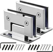 Glass Door Hinge,Bathroom Clamp,Pivot Hinges,2 Pack 304 Stainless Steel Glass Door Hinges, Bright Silver 90° Two-Way Bathroom Glass Clamp, 8-12mm Swing Door Shower Hinges