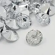 50pcs Clear Round 15mm Acrylic Crystal Rhinestone 1 Hole Sewing Buttons – Jewellery Bling, Knitting, Craft Making