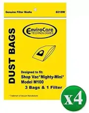 (12) Replacement Part For Shop Vac 9010600, 901-06 831SW Mighty-Mini M100 Vacuum
