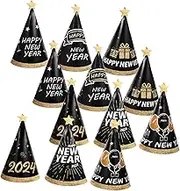 EPIGEIST 12pcs Party Hats New Years Year Party Favors Party Favors Years Black Cone Party Hat Happy Year Hats Number Day Hat Years Decor Are Cap 2024 Happy New Year Decors Paper