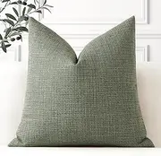 Artscope Linen Cushion Covers Set of 1 Decorative Square Pillowcase Pillow Cover 22x22 Inch for Home Decor Sofa Bedroom Car 55x55cm Gray Green